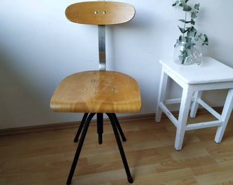 Vintage swivel chair, Industrial swivel chair, Vintage school chair, Mid century desk chair, wooden swivel desk chair, from Yugoslavia