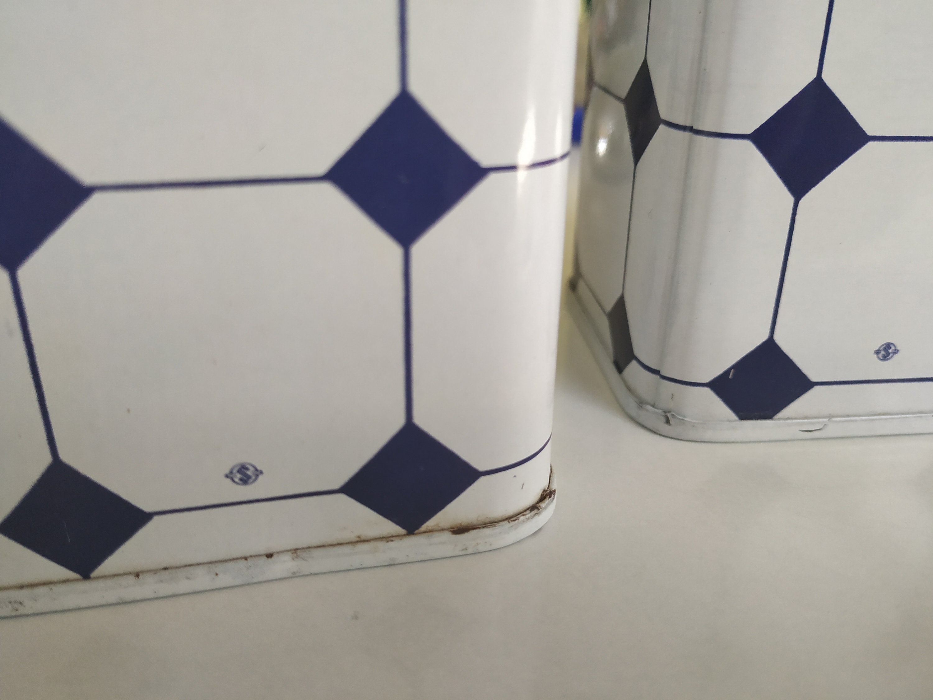 Vintage Blechdose Küchendosen Set Blechdose Paar weiß blaue | Etsy