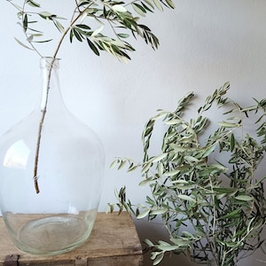 Vintage Demijohn, clear glass bottle, hand blown demijon, clear glass vase, floor vase, pampas glass vase, clear glass bottle, old damigiana