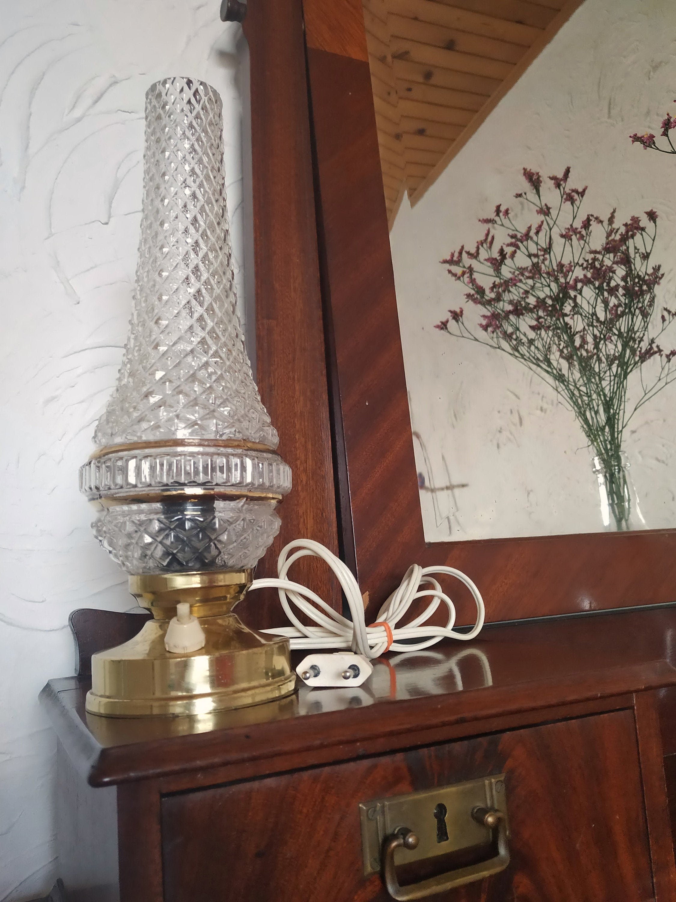 Vintage bedside lamp Tall Bedside lamp Vintage night lamp | Etsy