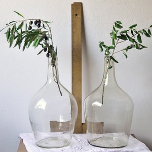 Vintage clear Demijohn, hand blown bottle, clear demijohn, clear glass vase, floor vase, pampas glass vase, old glass bottle, old damigiana