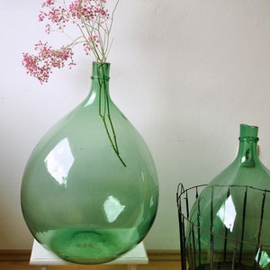 Antique demijohn, XXL Demijohn, green demijohn, green carboy, hand blown glass, XL green bottle, green glass vase, pampas glass vase