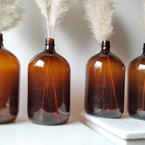 Vintage brown bottle, old brown amber glass, apothecary bottle, laboratory bottle, boho amber vase, dry flower vase. bohemian glass decor