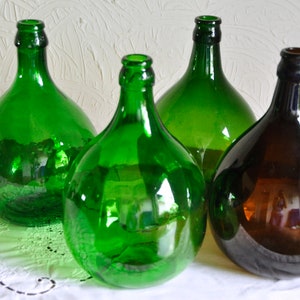 Vintage Demijohn, old demijohn, brown bottle, green bottle, glass carboy, ambrosio demijohn, Villani demijohn, brown glass vase