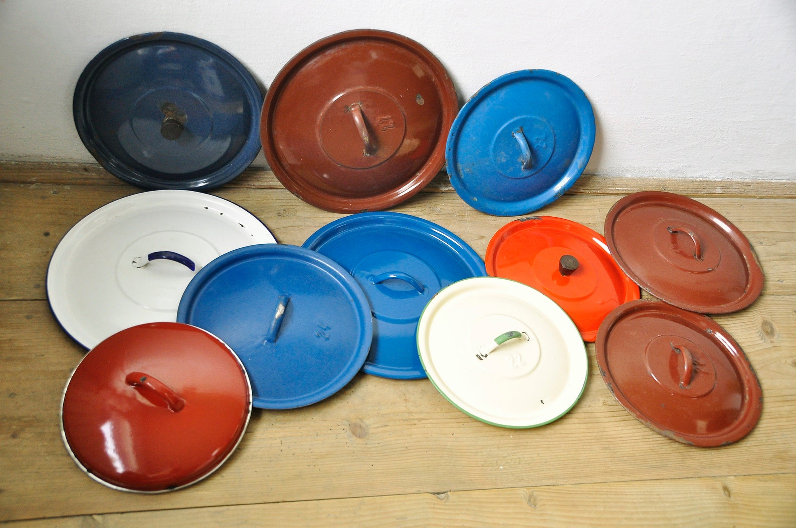 Vintage Enamel Lid Large enamel lid Cooking Pot Lid Blue Etsy