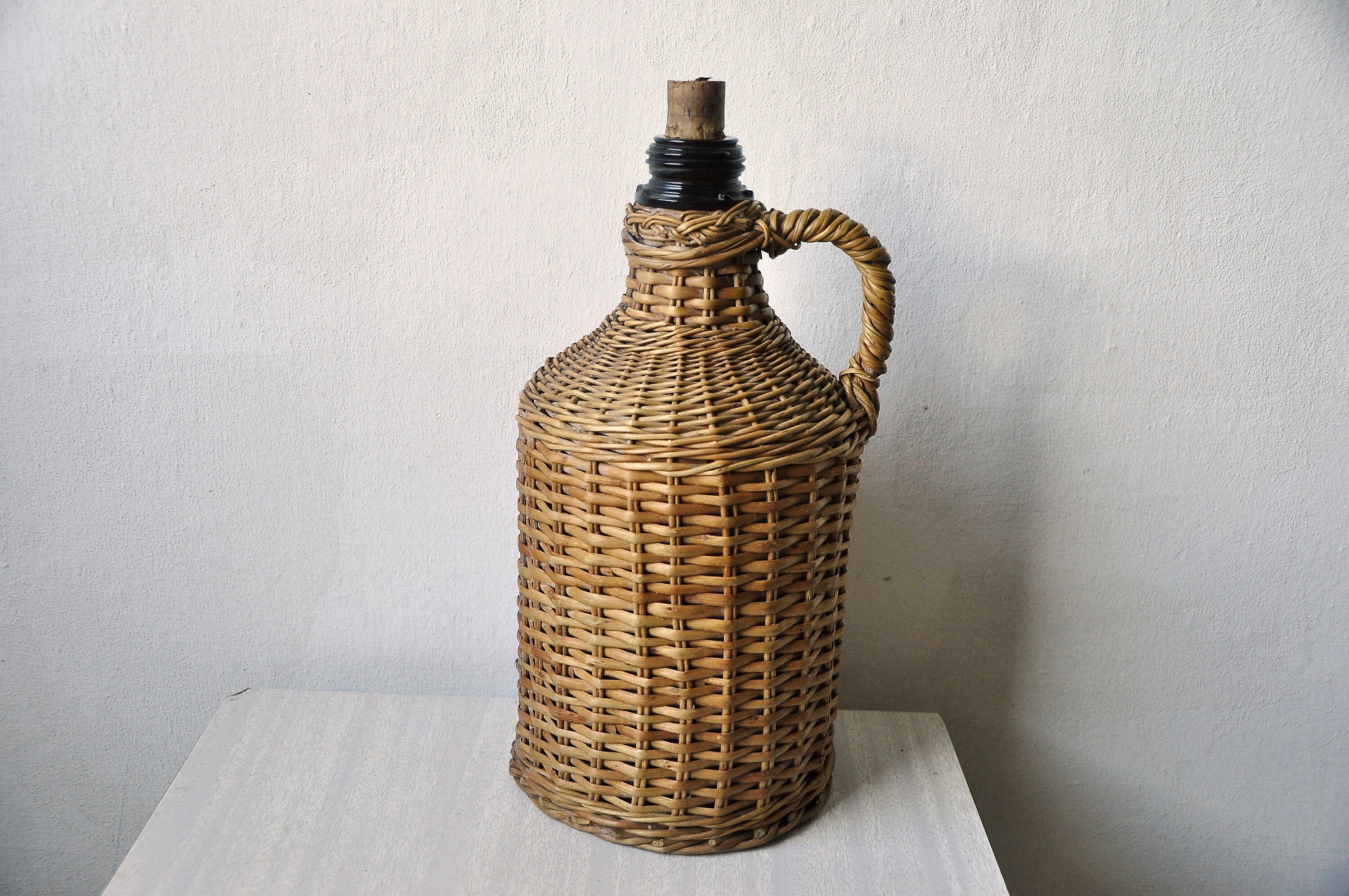 Vintage Wicker Bottle Old Wicker Bottle Wicker Wrapped Etsy