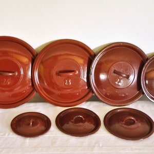 Vintage EMO Enamel Lid, Large Cooking Pot Lid, Rustic Enamelware, Brown enamel lid,  Replacement lid, Emo Yugoslavia