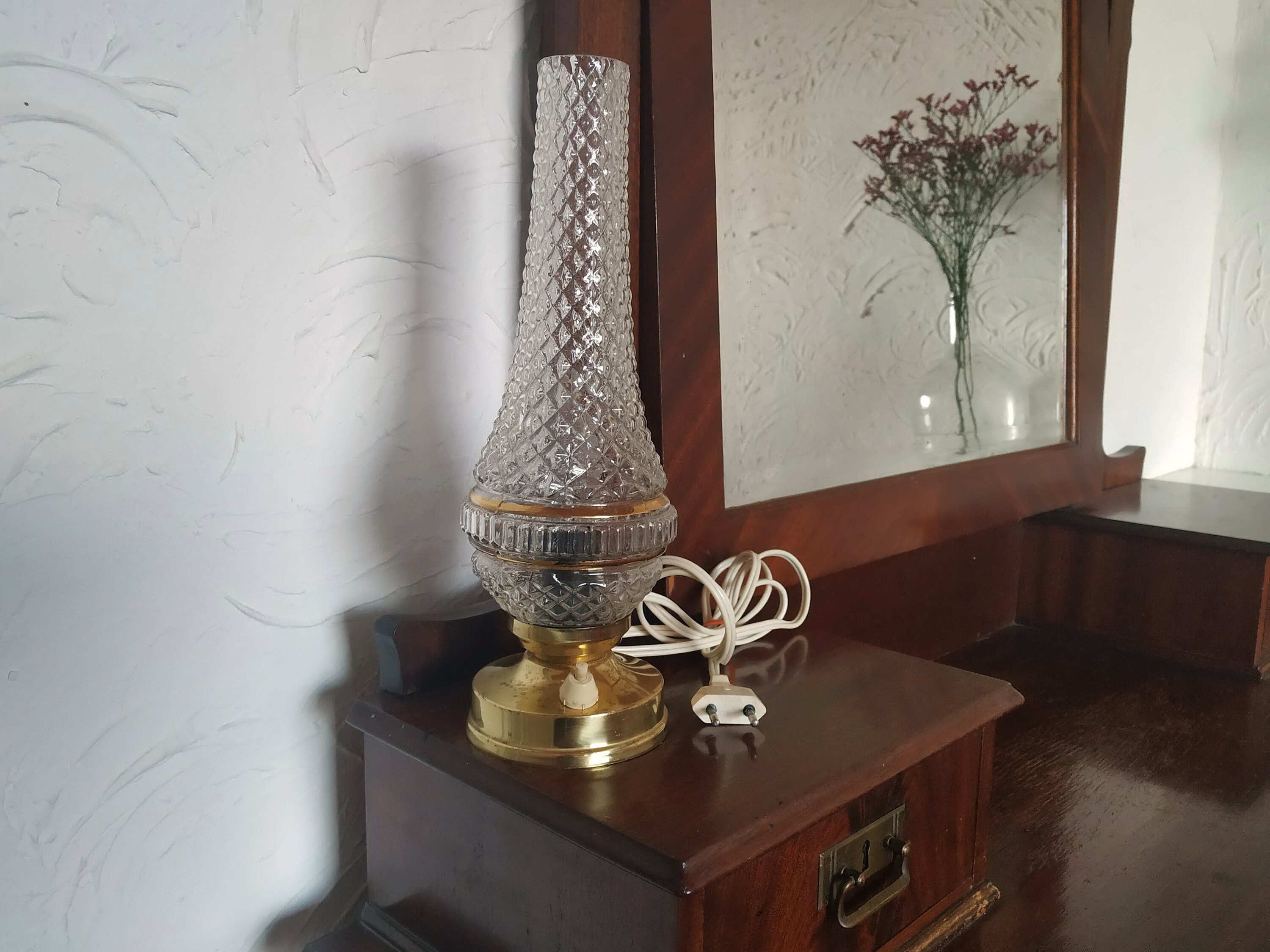 Vintage bedside lamp Tall Bedside lamp Vintage night lamp | Etsy