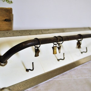 Vintage wall hanging, kitchen wall hanging, industrial wall handing, rail hanger, rustic hanger, ceramic hanger, wall kitchen hooks