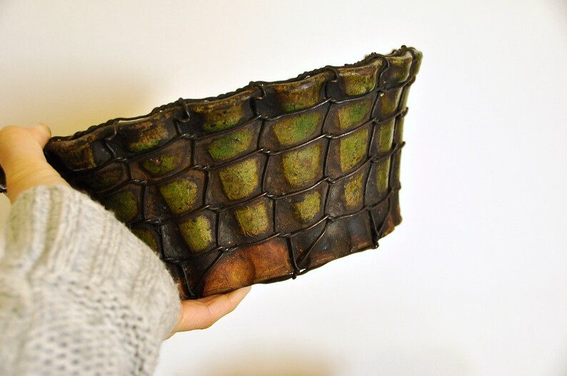 Stoneware mesh wire Jelly Jello mold Rustic Ceramic stove dish Antique Ceramic Pastry mold Kougelhopf Bundt cake mold