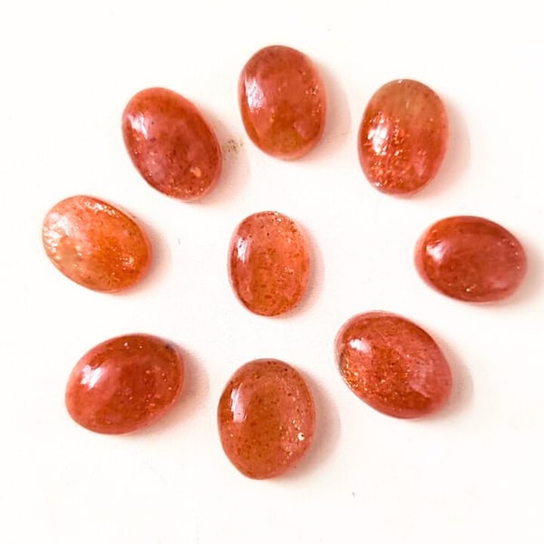 AAA Natural Sunstone Oval Cabochon Loose Gemstone For Jewelry Making Calibrated size - 6x4, 5x7, 6x8, 7x9, 8x10, 9x11, 10x12, 10x14, 12x16MM