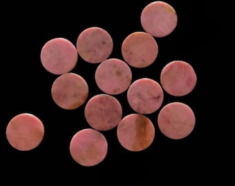 Natural Rhodonite Round Both Side Flat Disc Shape Calibrated Cabochons For Jewelry Making, Rhodonite Flat Disc Cabochon .