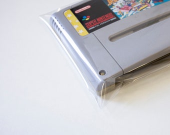 SNES Nintendo Super Clear Custom Made Transparent Protective Vertical Sealing Sleeves - Retro Video Gaming Games, Cases - Sleeve Invaders
