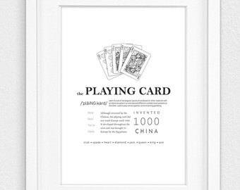Playing Card, Printable Wall Art, Deck of Cards, Playing Card History, Poker, Gambling, Gaming Wall Decor, Card Game, Ace, Suit, 52 Cards
