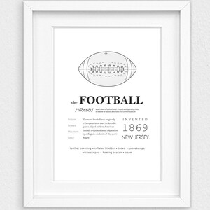 Football, Printable Wall Art, Football Facts, Football History, American Football, Football Fan, Wall Decor, Sport Wall Decor, Touchdown