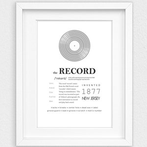 Record, Printable Wall Art, Record Facts, Record History, Record Player, Vinyl, Wall Decor, Music Wall Decor, Music Album, Disk, Vinyl Facts