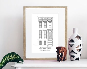 Aangepaste appartement portret, nieuw huis cadeau, huis tekening, gepersonaliseerde housewarming, makelaar Closing Gift, Huis Portret, Minimalistisch Huis