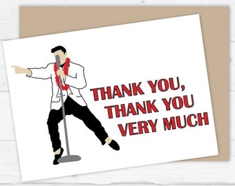 Thank You Card, Thank You Thank You Very Much, Elvis Presley, Printable Greeting Card, The King, Musical Thank You, Singer, Thank You Note