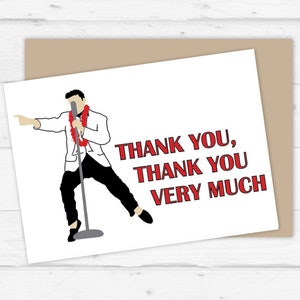 Tarjeta de Agradecimiento, Muchas Gracias, Elvis Presley, Tarjeta de Felicitación Imprimible, El Rey, Musical Gracias, Cantante, Nota de Agradecimiento