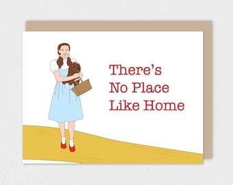 There's No Place Like Home, Housewarming Card, Dorothy, Printable Greeting Card, The Wizard of Oz, Red Shoe, Welcome Home, Yellow Brick Road