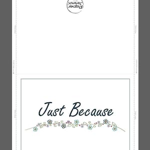 Just Because Card, Printable Greeting Card, Note Card, Floral Card ...