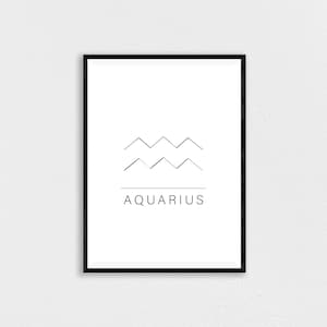 Aquarius Sign, Astrology Print, Aquarius Poster, Minimalist Zodiac, Zodiac Sign, Minimalist Wall Art, Zodiac Print, Aquarius Birthday Gift