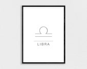 Libra Print, Astrology Poster, Minimalist Zodiac, Zodiac Poster, Zodiac Sign, Minimalist Wall Art, Zodiac Print, Libra Birthday Gift, Star
