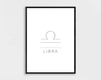Libra Print, Astrology Poster, Minimalist Zodiac, Zodiac Poster, Zodiac Sign, Minimalist Wall Art, Zodiac Print, Libra Birthday Gift, Star