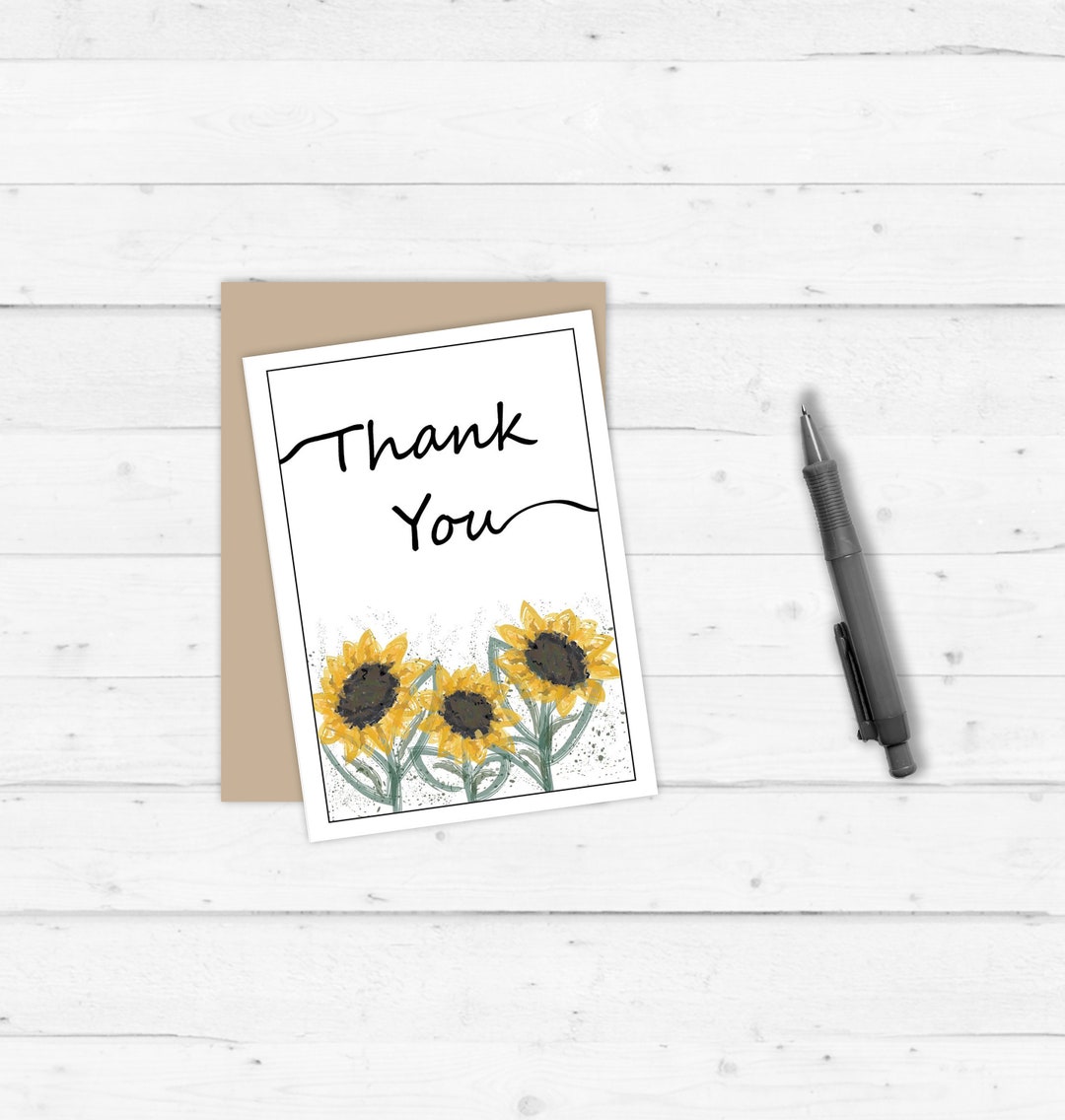 Thank You Card Sunflowers Printable Greeting Card Flowers - Etsy