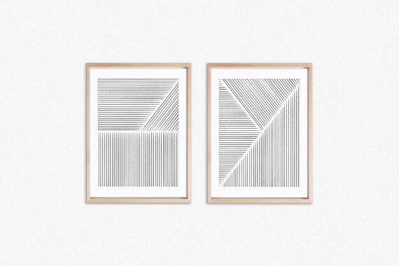 Set of Prints, Minimalist Line Prints, Black and White Prints, Minimal Wall Prints, Stripes Prints, Modern Office Decor, Geometric Lines