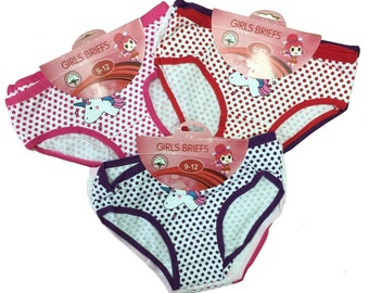 New Girls Children's 6 PACK Slip in cotone con design a pois unicorno