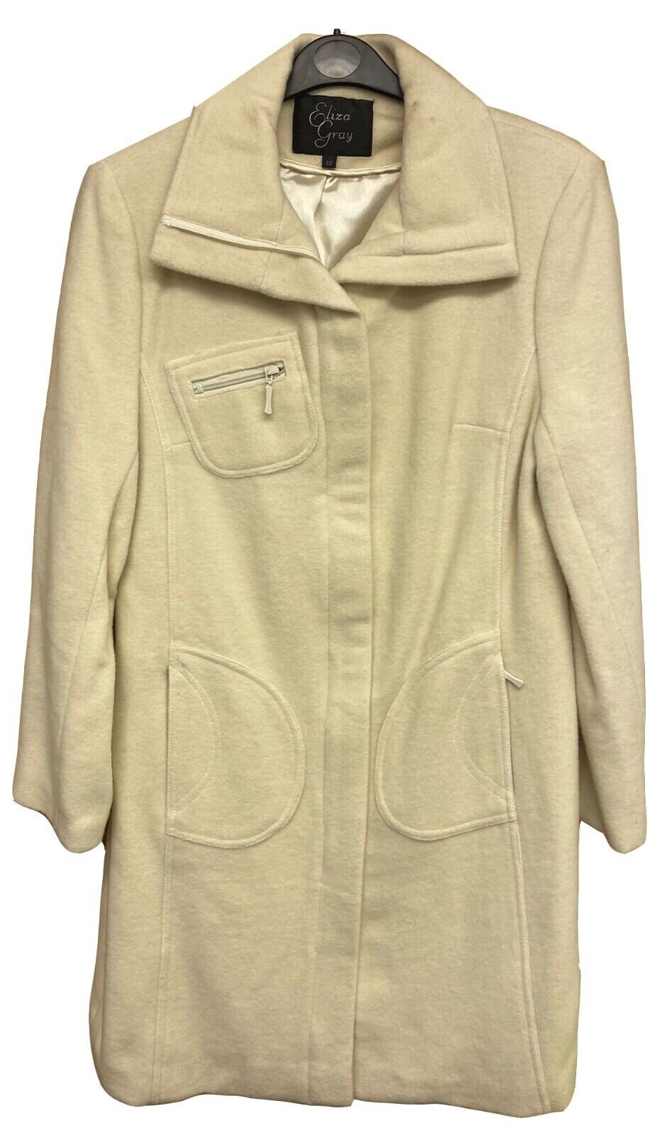 Ladies Eliza Gray Wool Coat Cream Cashmere Jacket Etsy