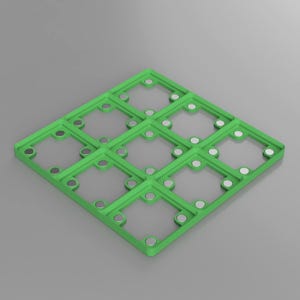 K&ouml;nnte beinhalten: Hellgr&uuml;ne, gitterartige Struktur mit quadratischen &Ouml;ffnungen. Jedes Quadrat enth&auml;lt ein kleines, kreisf&ouml;rmiges, silberfarbenes Element. Das Design ist geometrisch und symmetrisch, mit einer klaren, modernen &Auml;sthetik. Aus Kunststoff.