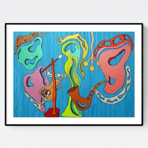 Jazz print / Abstract art / Art print / Signed print / Jazz art / Saxophone / Music art / Musician / Abstract / Wall art / Home décor