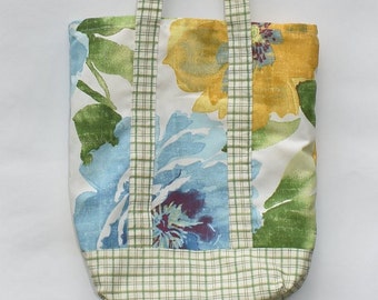 Floral Print Small Lightweight Tote Bag, Tote for Kids, Beach, Travel, Farmers Market, Groceries, Purse