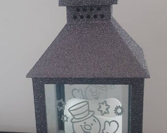 Danish Luxury Christmas Snowman hanging Metal /& Glass tea-lite lantern