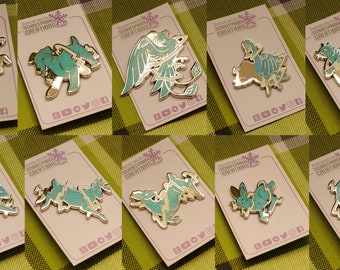 Guardian Animals Hard Enamel Pins - Glitter & Glow in the Dark - Stag, Doe, Otter, Terrier, Wolf, Fox, Cat, Hare, Swan, Pheonix