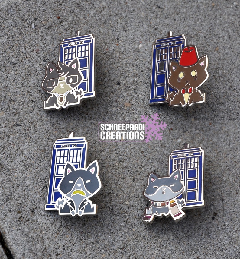 Doctor Who Doctor A-who-oo Canine Wolf Hard Enamel Pins Tardis Call Police Box image 1