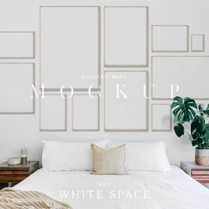 Galerie Wand Mockup, Innen Mockup, Schlafzimmer Mockup, Bearbeitbarer Rahmen Mockup, Rahmen Mockup, Anpassbares Mockup, Multi Rahmen Mockup, Mockup