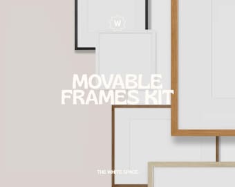 Frame Mock up Bundle, Artwork & Poster Thin Frame Mock Up Kit, Editable Gallery Wall Set, Modern Wooden Frame Mockup, Photoshop Mockup