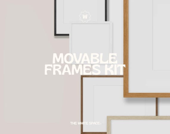 Frame Mock up Bundle, Artwork & Poster Thin Frame Mock Up Kit, Editable Gallery Wall Set, Modern Wooden Frame Mockup, Photoshop Mockup