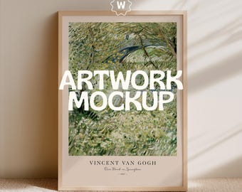 Maqueta de marco, maqueta de marco de madera, maqueta de obra de arte, maqueta de póster, maqueta de impresión, maqueta de arte de pared, maqueta de interior, sombras suaves, maqueta