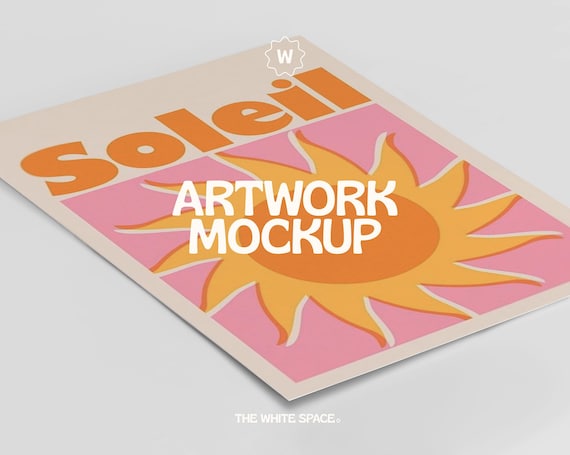 Poster or Greeting Card Mock up, PSD Mockup for Artwork & Prints, Flat Lay Photoshop Mockup in 5x7, A4, A3 and A2, Social Media Mockup