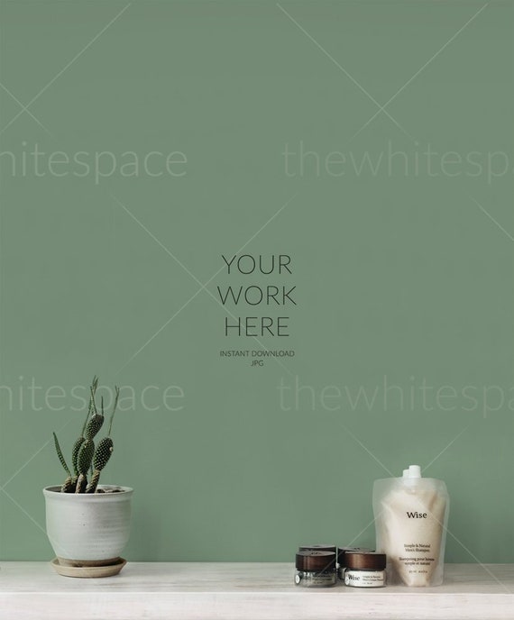 Botanical Bathroom Mockup Scandinavian Spa Mock Up Washroom Etsy