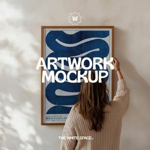 Vertical Frame Mockup with Person, DIN A Ratio PSD Template, Minimalist Wooden Frame Mockup Digital Prints, Poster Mockup Wall Art Template