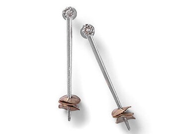 Contemporary Long Sterling & Bronze Earrings