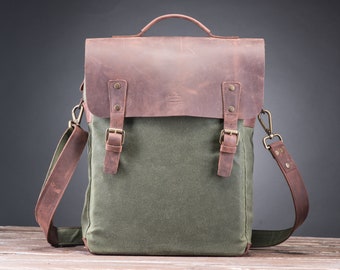 Canvas Rucksack for Man, Backpack for school, Lightweight Bag for College, Water-Repellent Handmade Combo Personalized Bag