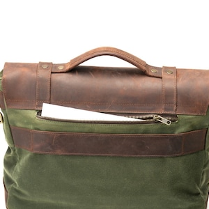 Sac messager pour homme en toile cirée, cuir pour école, université, collège, sac cartable pour navetteurs, ordinateur portable 12 13 14 15 16 pouces, MacBook PC image 6