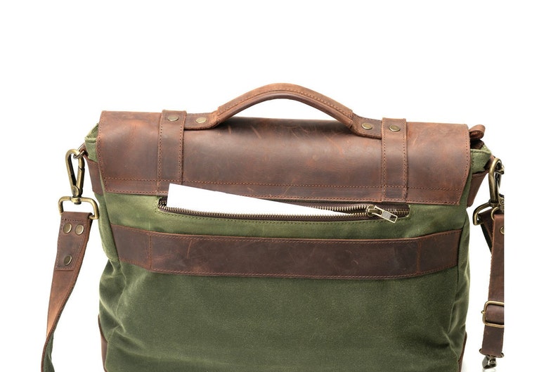 Sac messager pour homme en toile cirée, cuir pour école, université, collège, sac cartable pour navetteurs, ordinateur portable 12 13 14 15 16 pouces, MacBook PC image 6