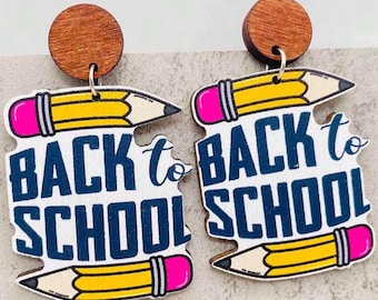 Teacher Earrings, Back to School Earrings, Colorful Teacher Earrings